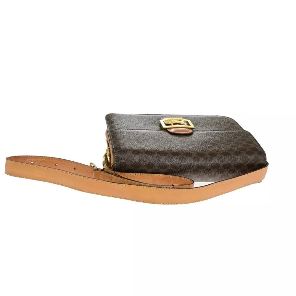 CELINE Macadam Pattern Horse Carriage Shoulder Bag PVC Leather Brown GHW 98YG603 - Picture 6 of 15